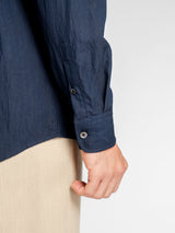 SandroShirtDeepNavy_CampCollar_Cuff - Zeve