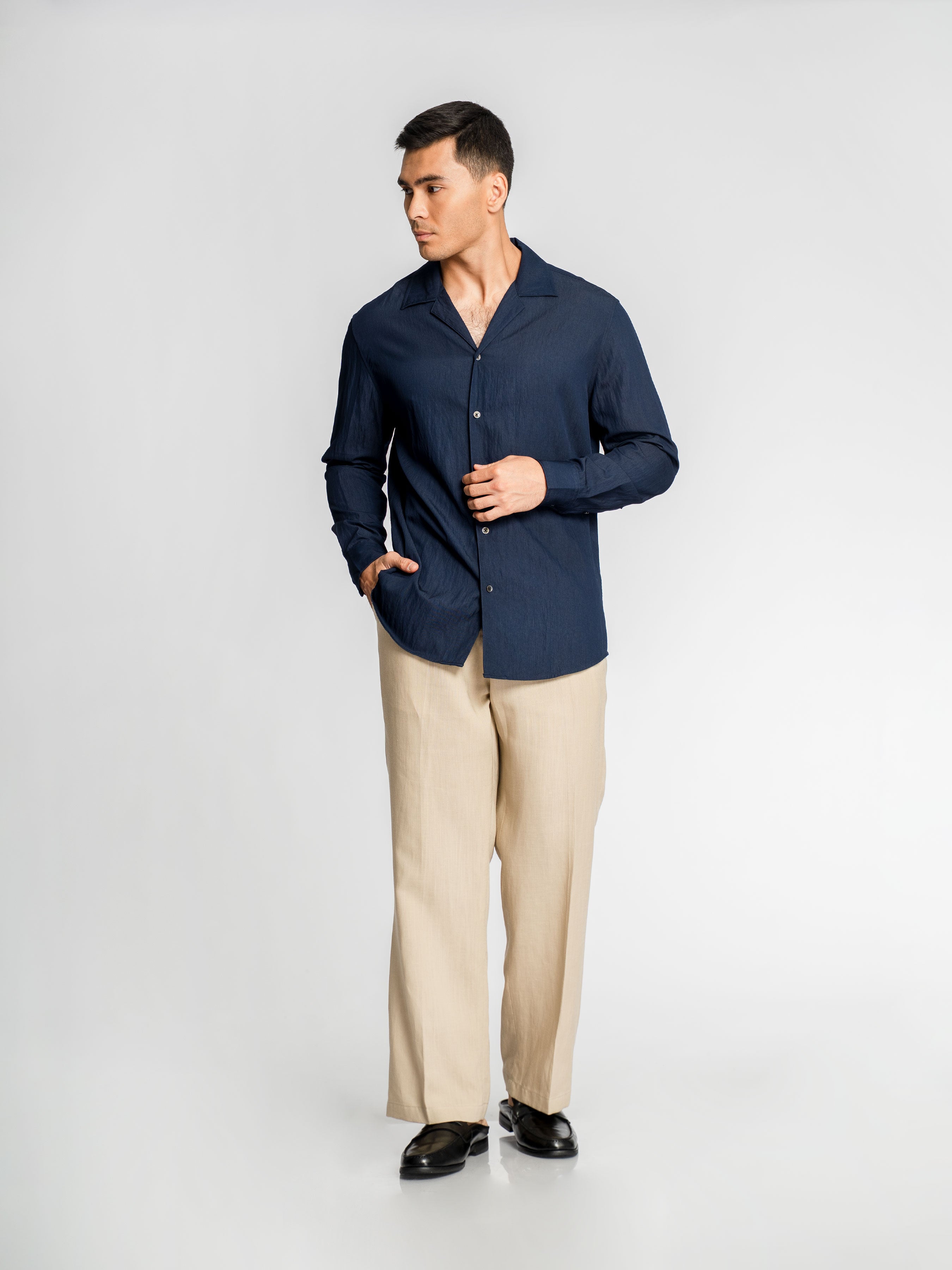 Sandro Shirt – Deep Navy (Camp Collar)