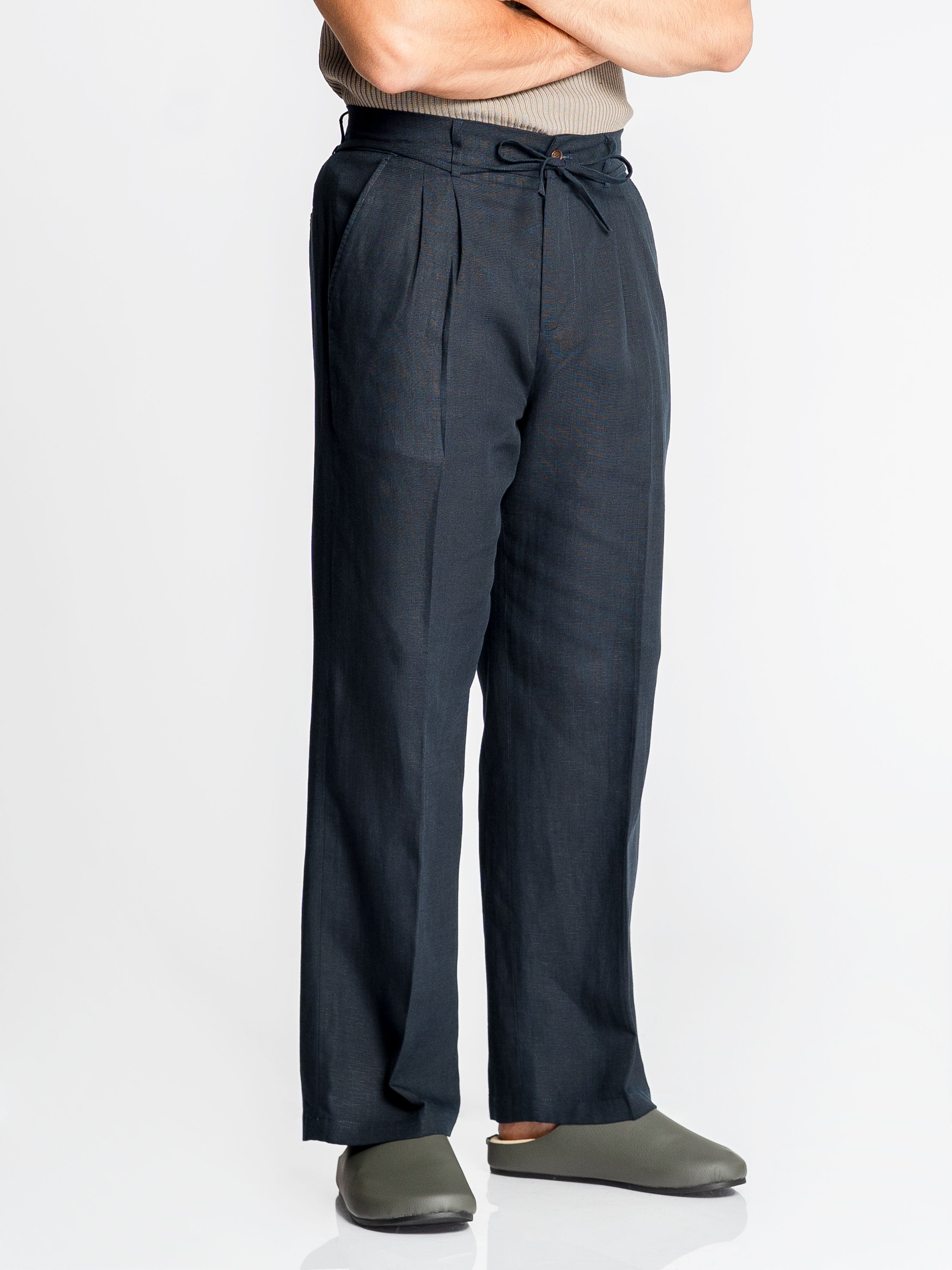 Sarto Relaxed Trousers - Navy Blue (Wide Fit)