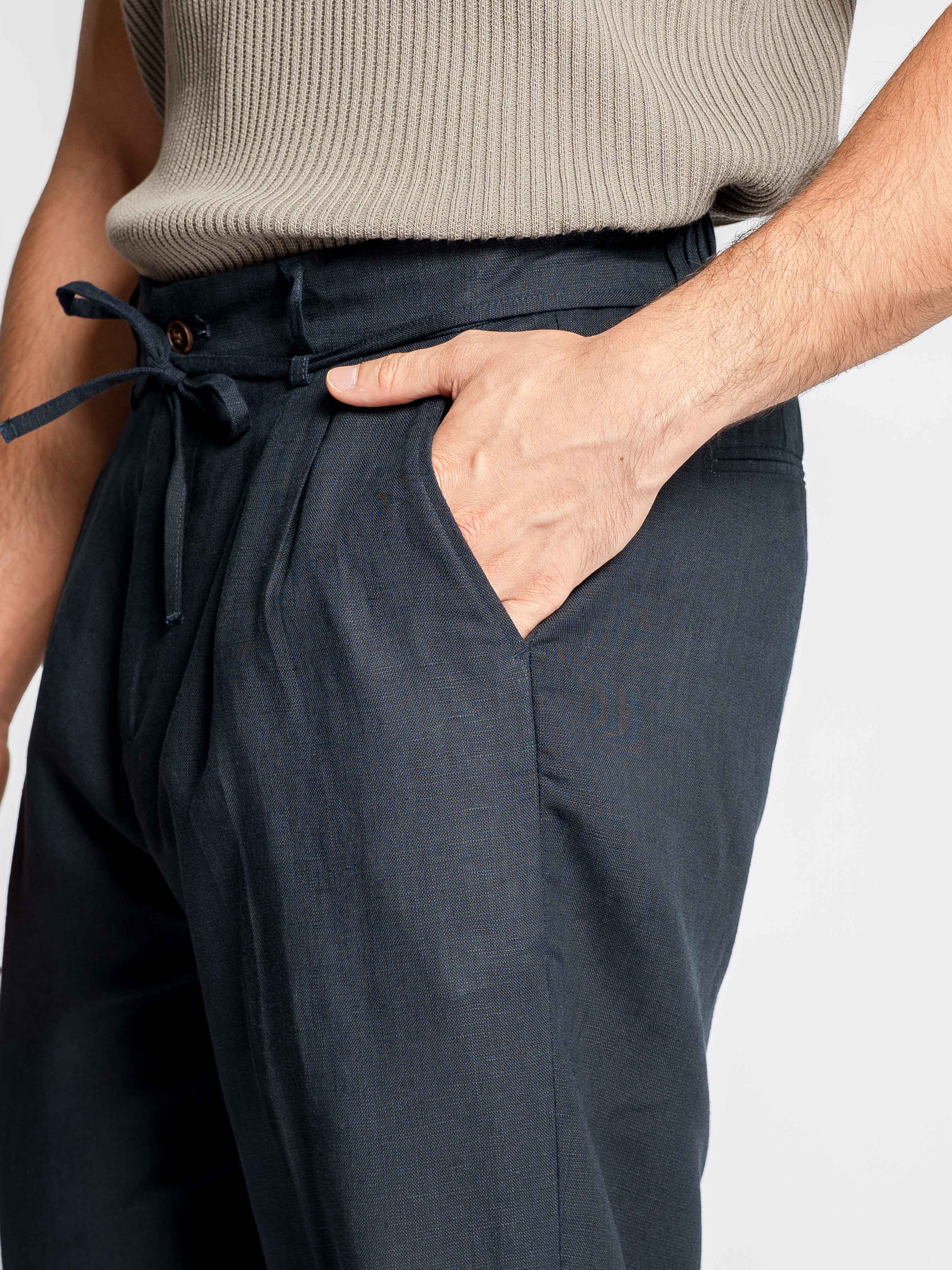 Sarto Relaxed Trousers - Navy Blue (Wide Fit)
