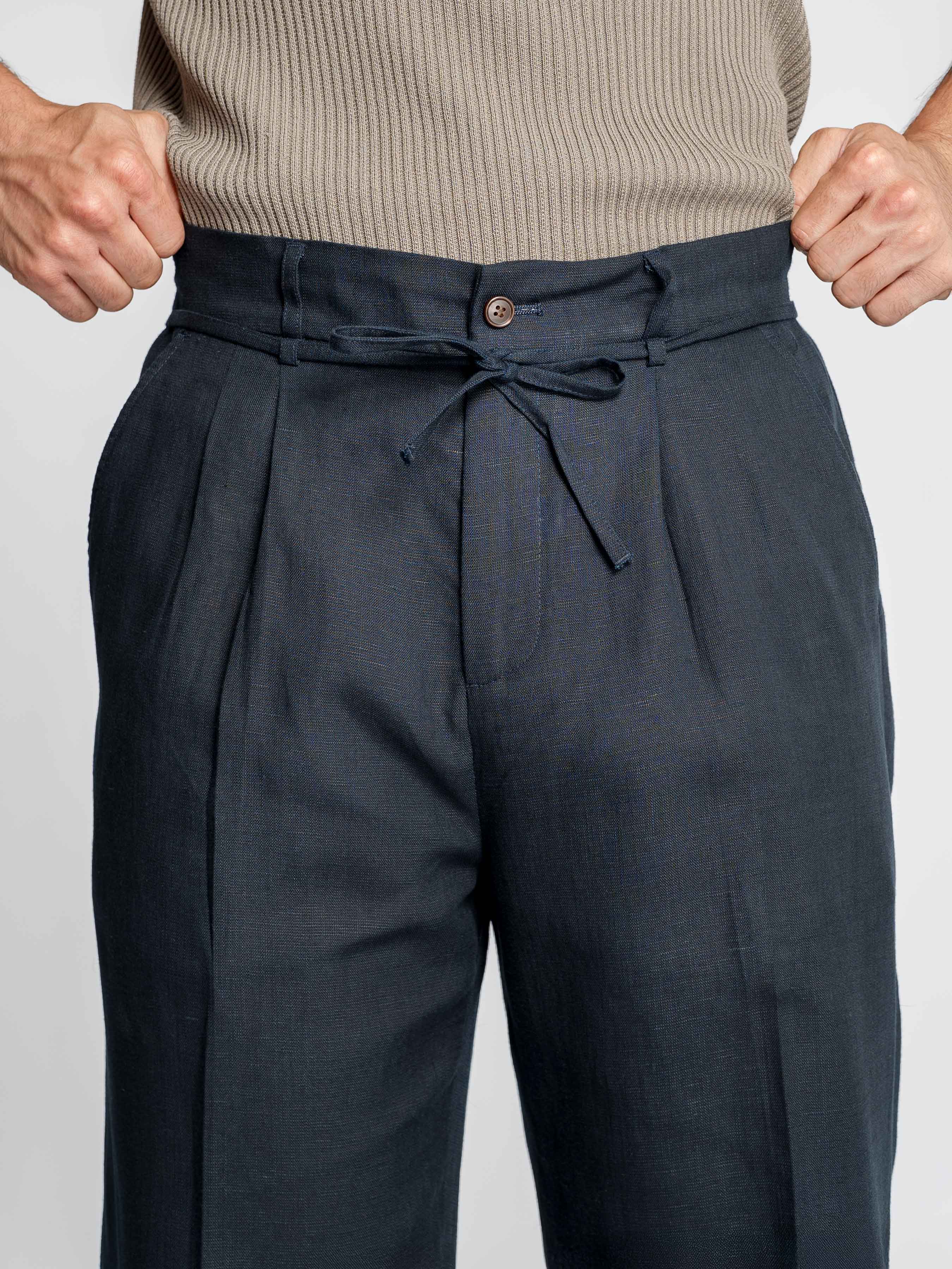Sarto Relaxed Trousers - Navy Blue (Wide Fit)