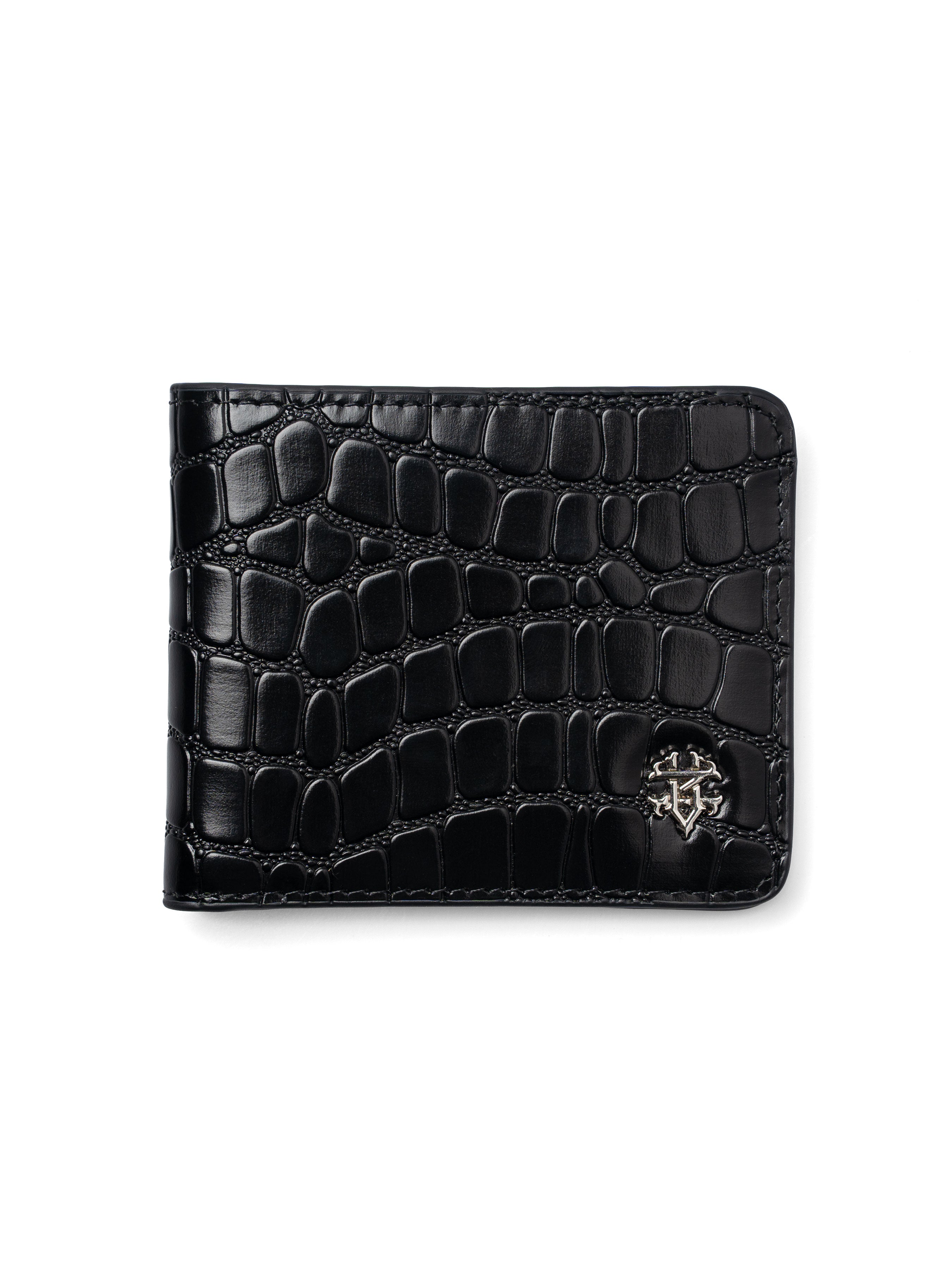 Scalato Bifold Wallet - Black Croco Leather | Zeve