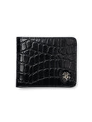 ScalatoBifoldWalletBlackCrocoLeatherFront - Zeve