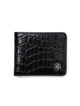 ScalatoBifoldWalletBlackCrocoLeatherFront - Zeve