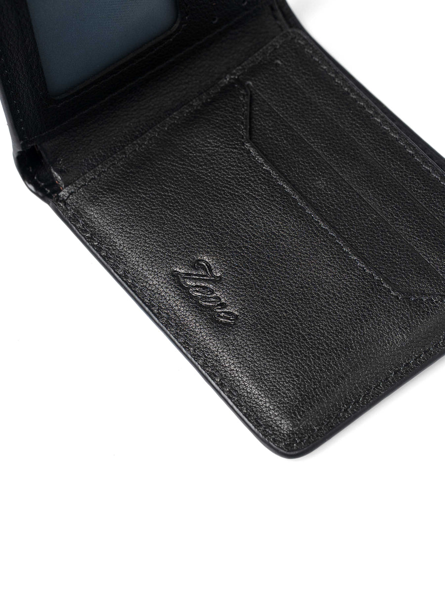 ScalatoBifoldWalletBlackCrocoLeatherInsideLogo - Zeve