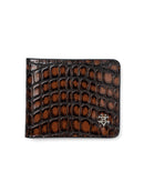 ScalatoBifoldWalletBrownCrocoLeatherFront - Zeve