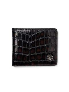 ScalatoBifoldWalletCoffeeCrocoLeatherFront - Zeve