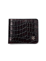 ScalatoBifoldWalletWineRedCrocoLeatherFront - Zeve