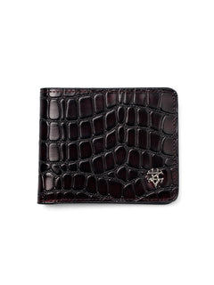 ScalatoBifoldWalletWineRedCrocoLeatherFront - Zeve