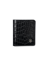ScalatoFoldingWalletBlackCrocoLeatherFront - Zeve