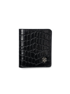 ScalatoFoldingWalletBlackCrocoLeatherFront - Zeve