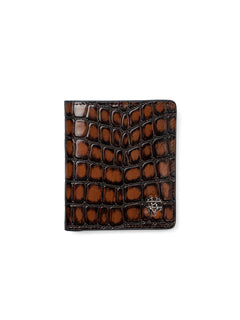 ScalatoFoldingWalletBrownCrocoLeatherFront - Zeve
