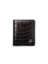 ScalatoFoldingWalletCoffeeCrocoLeatherFront - Zeve