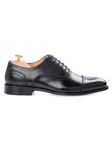 Side-Black-Semi-Brogue-Lace-Up-Oxford-Cap-Toe-Wide - Zeve