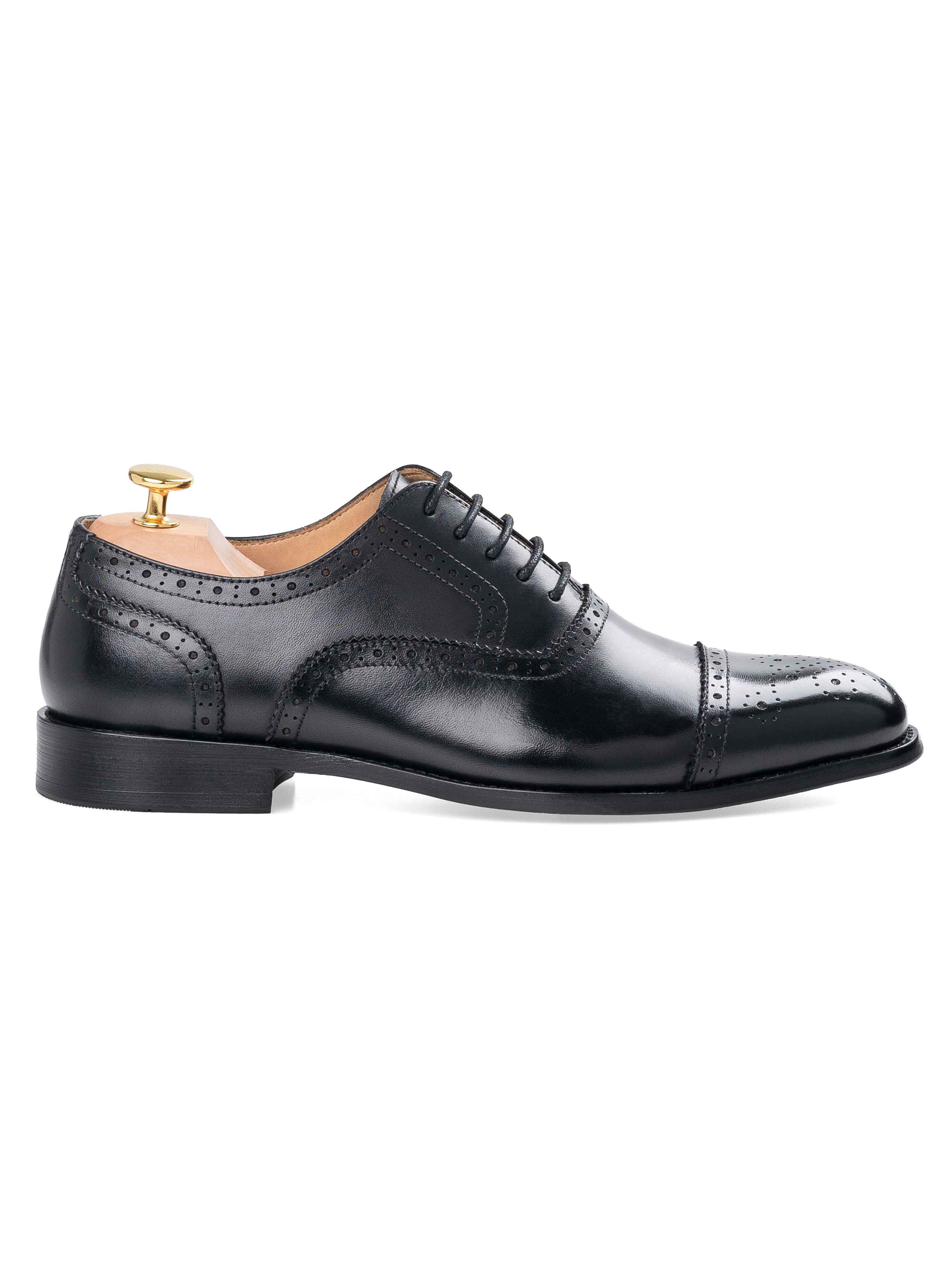 Side-Black-Semi-Brogue-Lace-Up-Oxford-Cap-Toe-Wide - Zeve