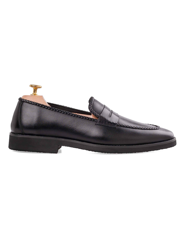Side-Braided-Penny-Loafer-Solid-Black-_Crepe-Sole - Zeve
