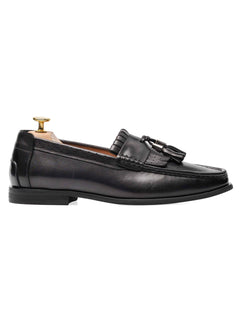 Side-FringeClassicLoaferBlackGreywithTassel_HandPaintedPatina - Zeve