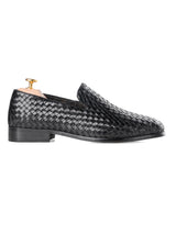 Side-Loafer-Slipper-Black-Weave - Zeve