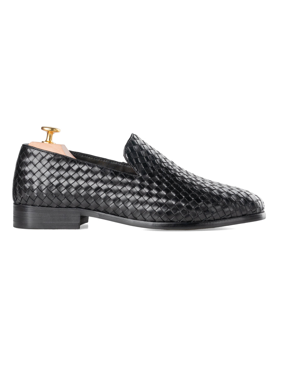 Side-Loafer-Slipper-Black-Weave - Zeve