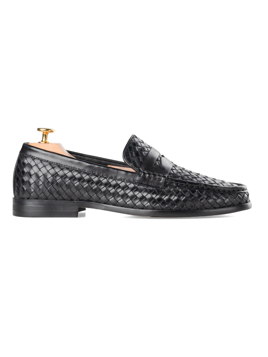 Side-Marco-Penny-Loafer-Black-Woven - Zeve