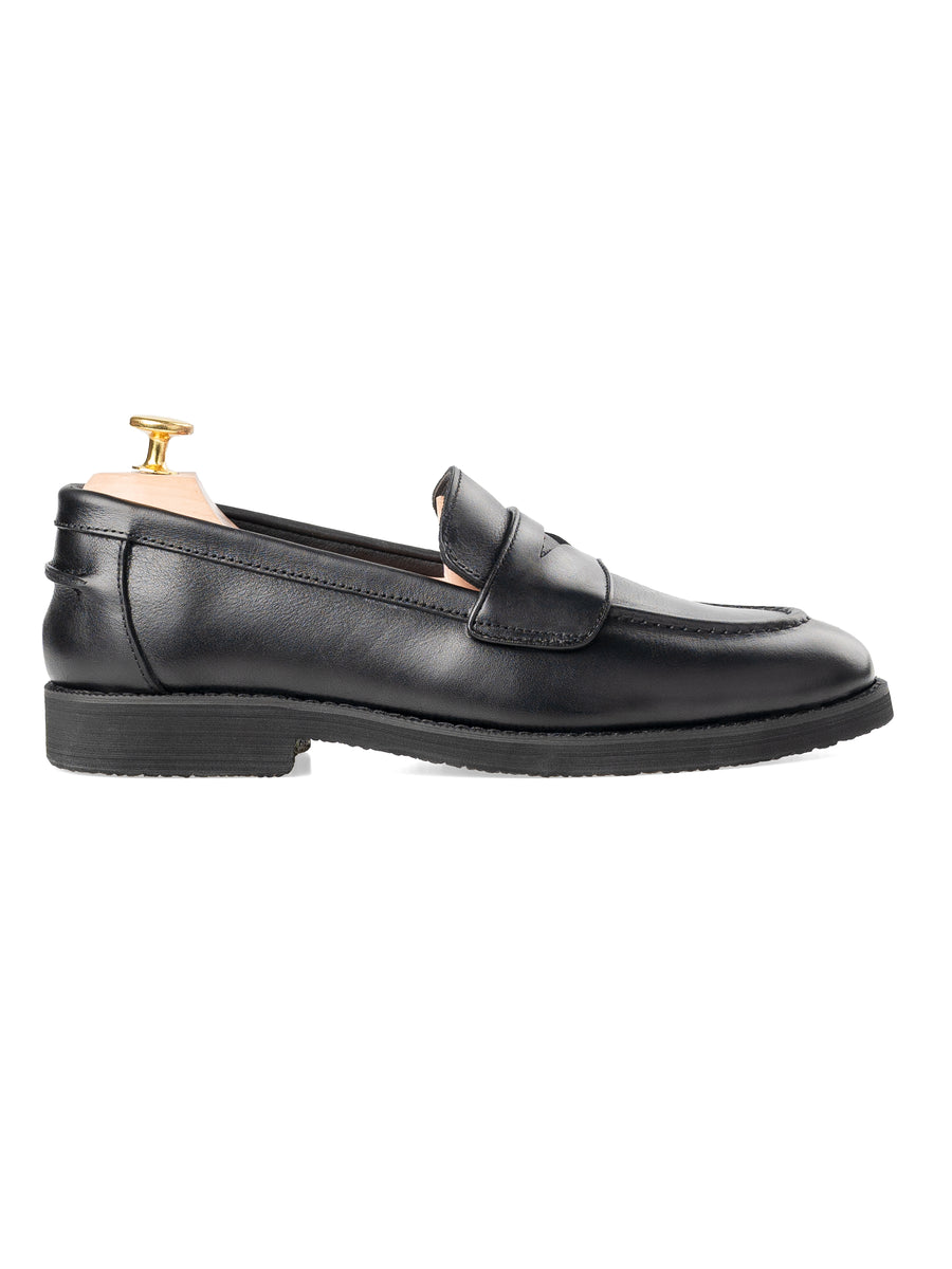 Side-Solid-Black-Wayne-Penny-Loafer-_Crepe-Sole - Zeve