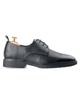 SideDerbyLaceUpBlackPebbleGrainLeatherRuggedSole - Zeve