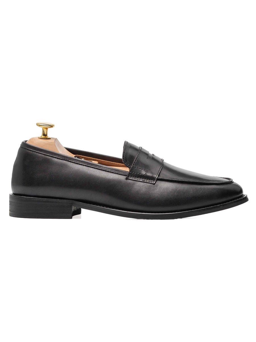 SidePennyLoaferBlackGrey_HandPaintedPatina - Zeve