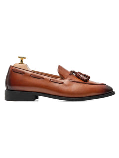 SideTasselLoaferCognacTan_HandPaintedPatina - Zeve