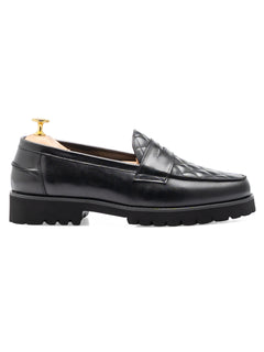 SideVadilloPennyLoaferSolidBlackLeather_EvaCombat - Zeve