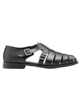 SideVenetoSandalBlackPebbleGrainLeather - Zeve