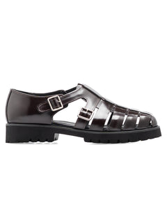 SideVenetoSandalDarkBrownPolishedLeather_EVACombat - Zeve