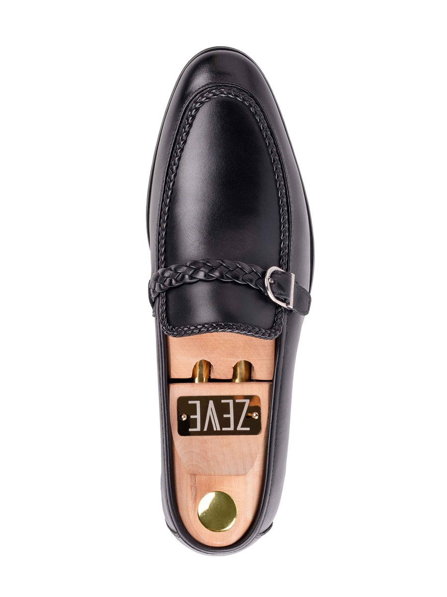Single-Braided-Penny-Loafer-Solid-Black - Zeve