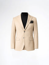 Single Breasted Suit Blazer - Beige Plain (Slim Fit)