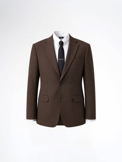 Single Breasted Suit Blazer - Coffee Plain (Slim Fit)