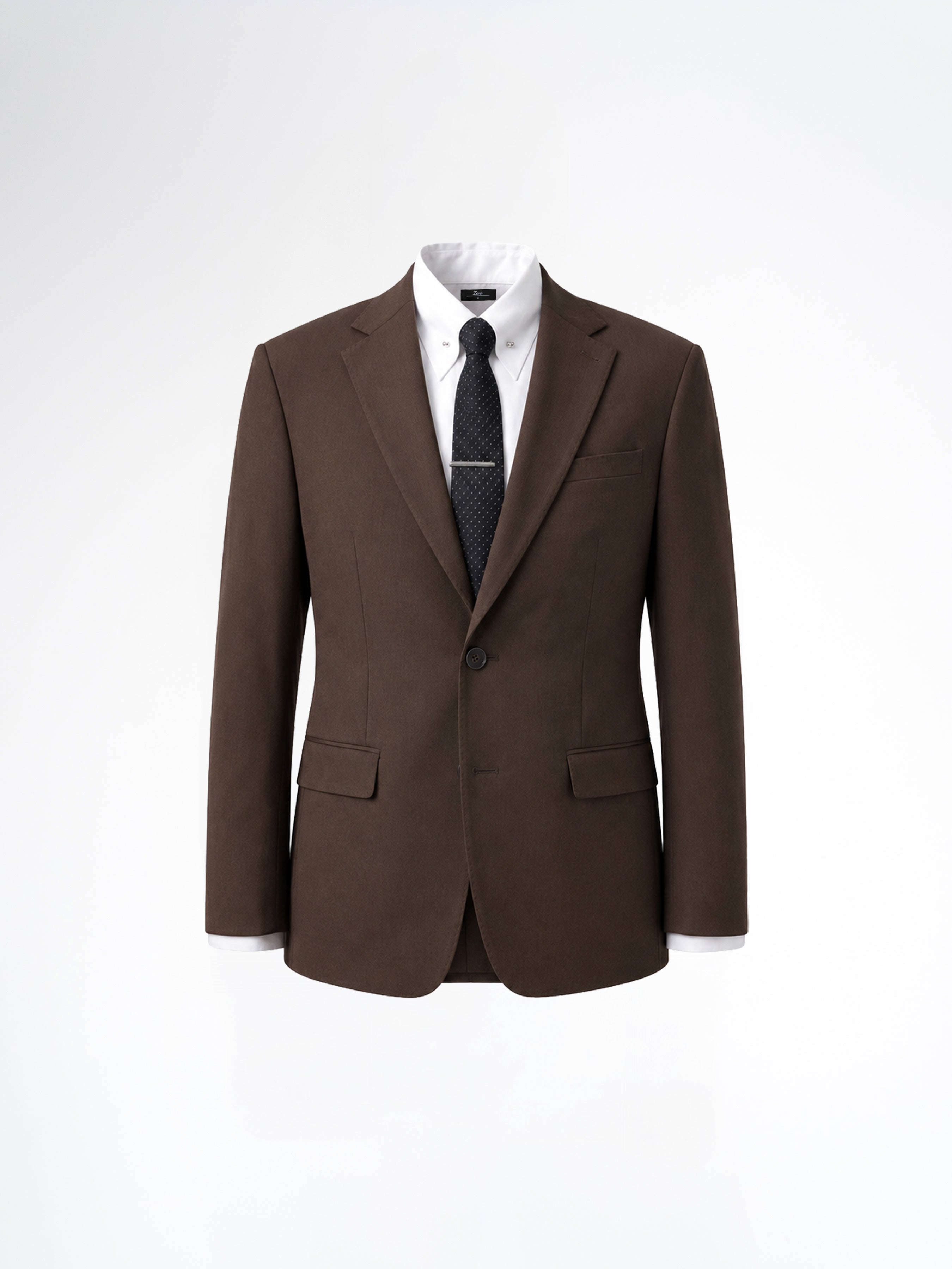 Single Breasted Suit Blazer - Coffee Plain (Slim Fit)