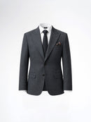Single Breasted Suit Blazer - Dark Grey Plain (Slim Fit)