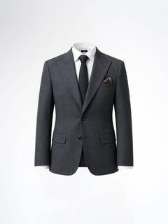 Single Breasted Suit Blazer - Dark Grey Plain (Slim Fit)