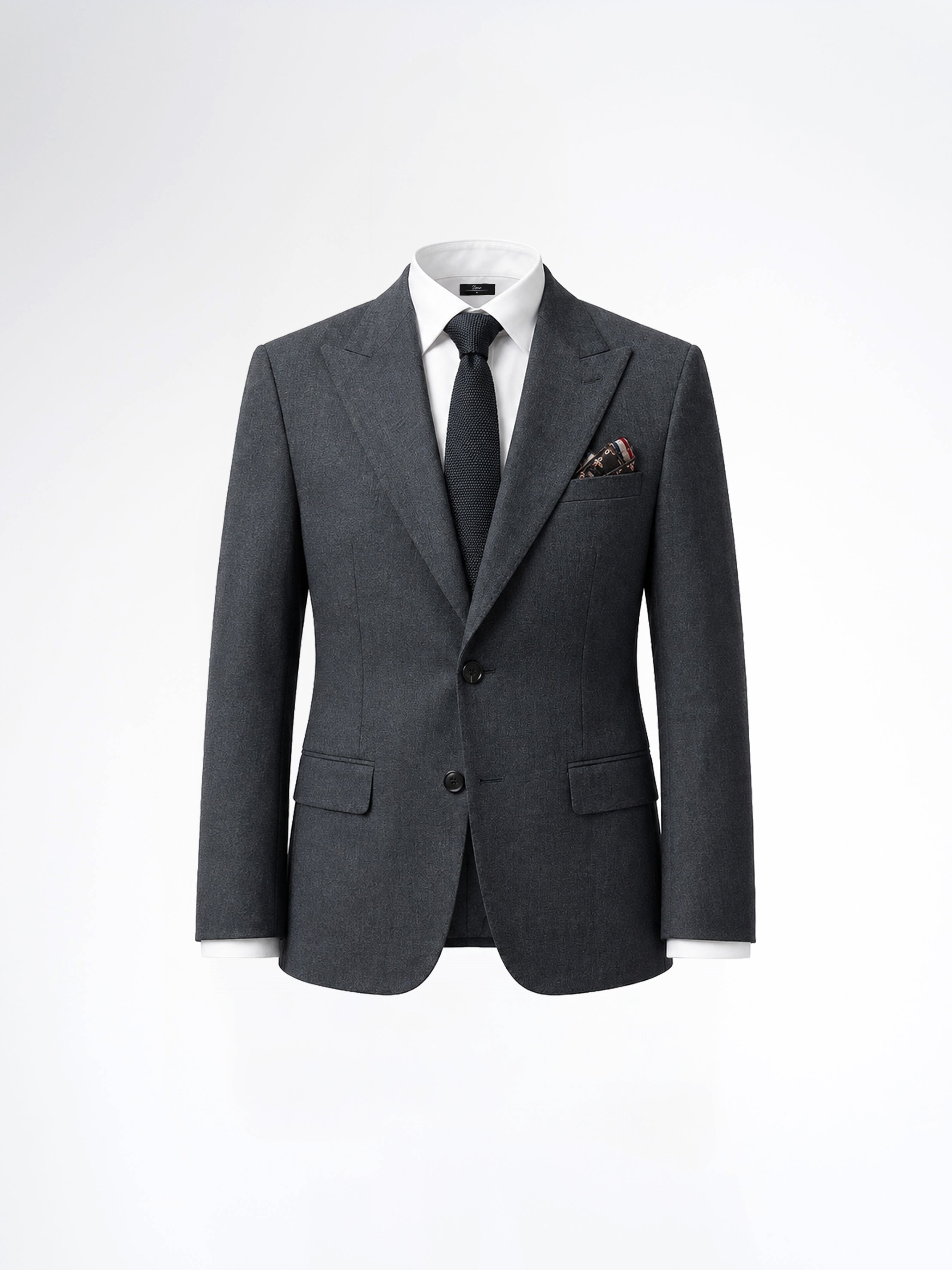 Single Breasted Suit Blazer - Dark Grey Plain (Slim Fit)