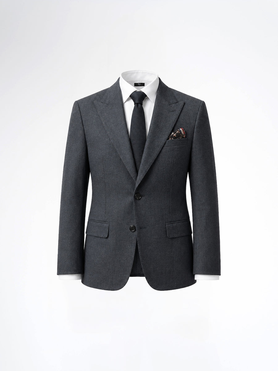 Single Breasted Suit Blazer - Dark Grey Plain (Slim Fit)