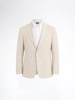 Single Breasted Suit Blazer - Linen Cream Plain (Slim Fit)
