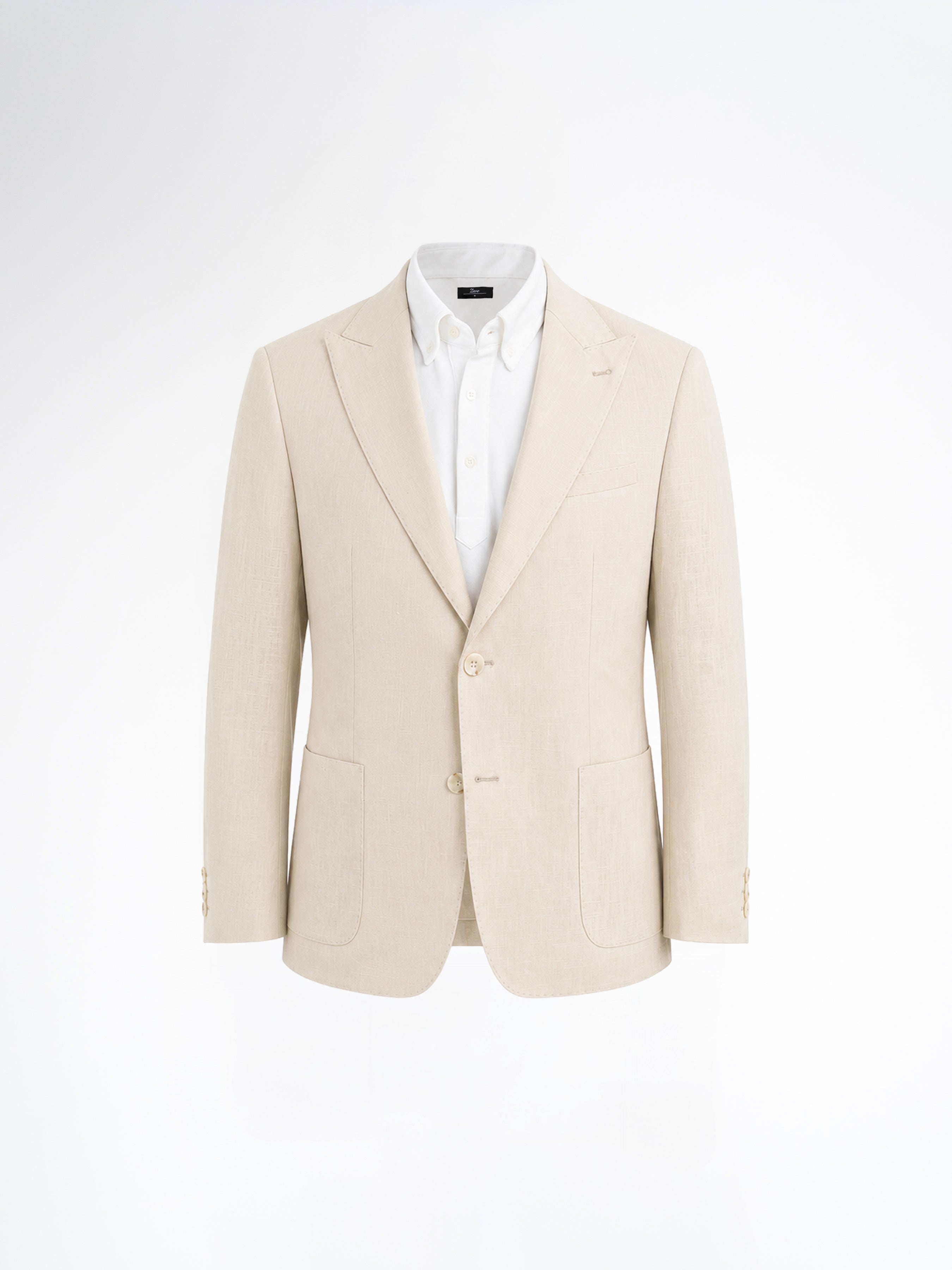 Single Breasted Suit Blazer - Linen Cream Plain (Slim Fit)