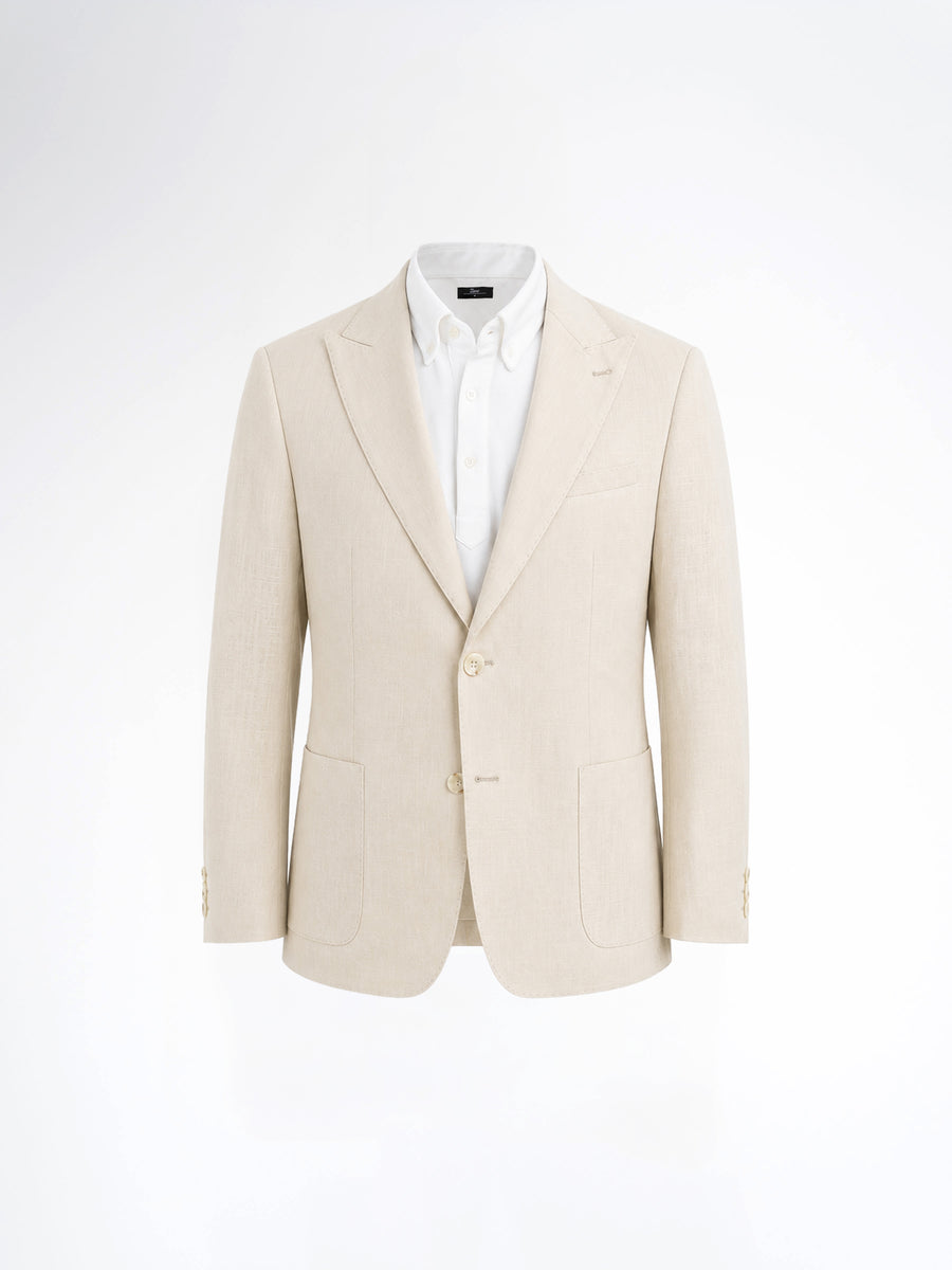 Single Breasted Suit Blazer - Linen Cream Plain (Slim Fit)