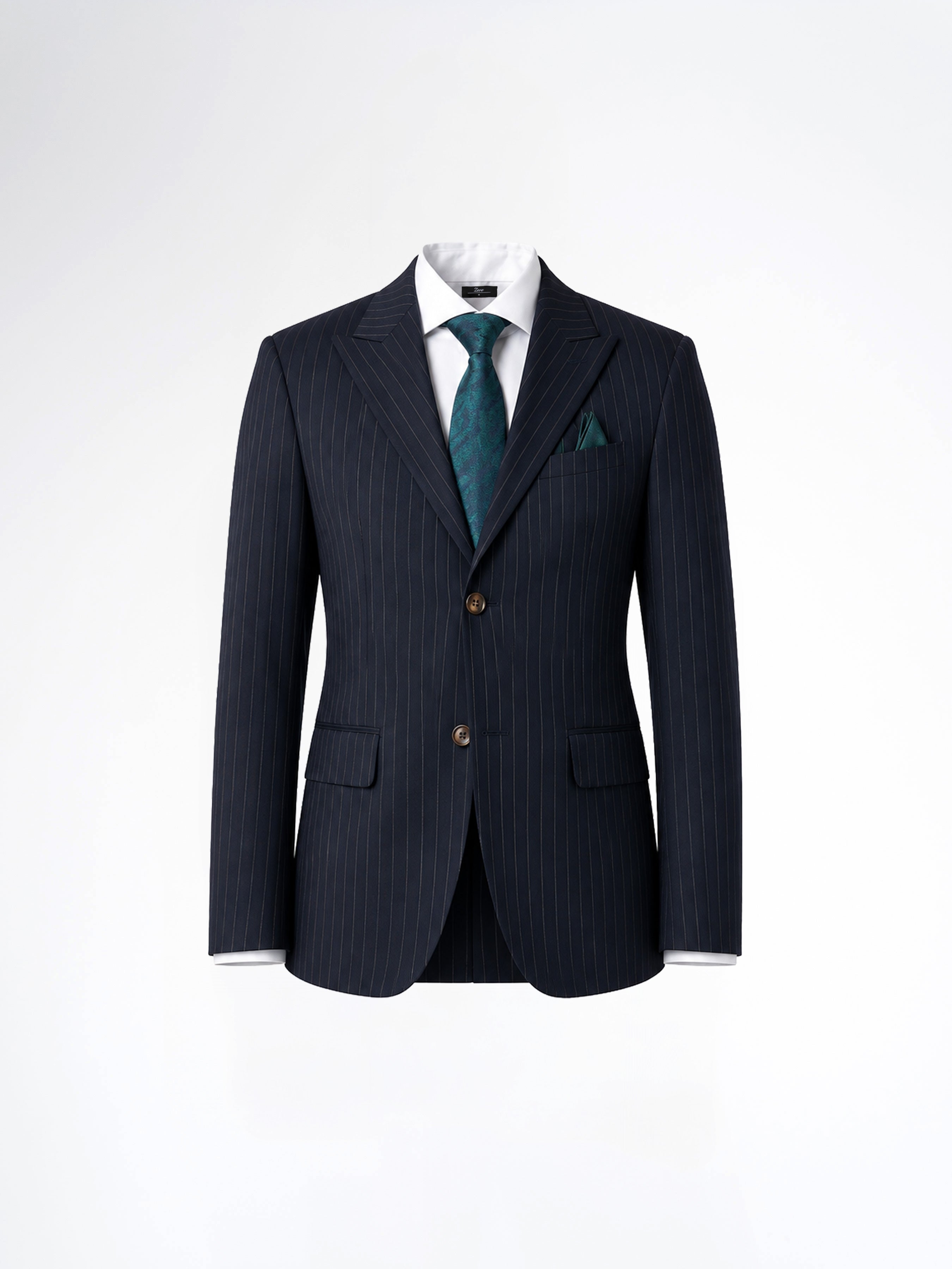 Single Breasted Suit Blazer - Navy Blue Pinstripe (Slim Fit)