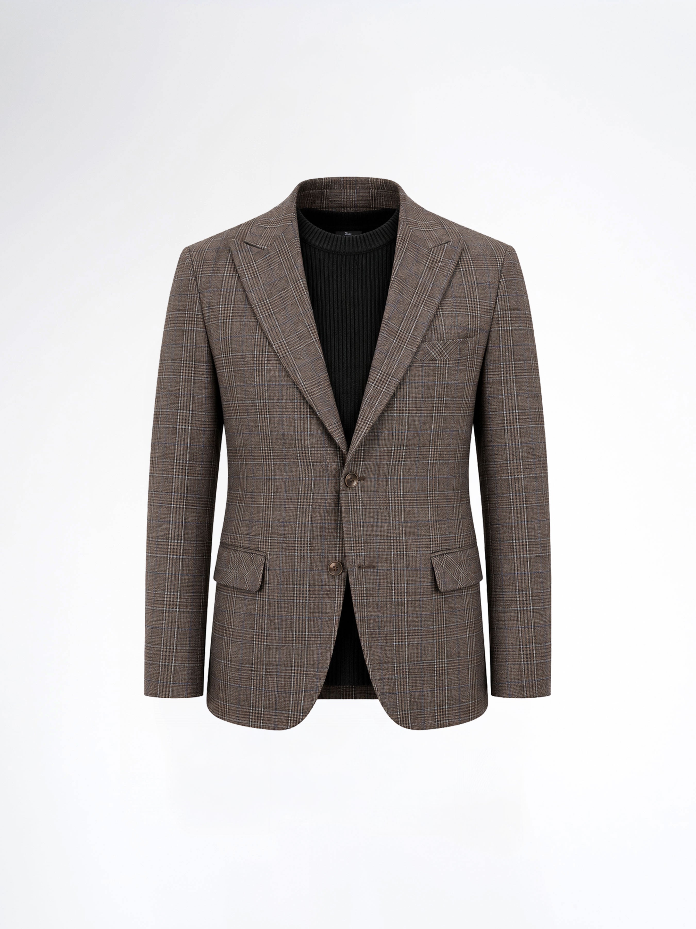 Single Breasted Suit Blazer - Cocoa Verona with White Line Checkered (Slim Fit)