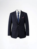 Single Breasted Suit Blazer - Deep Blue Stripe (Slim Fit)