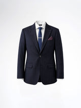 Single Breasted Suit Blazer - Deep Blue Stripe (Slim Fit)