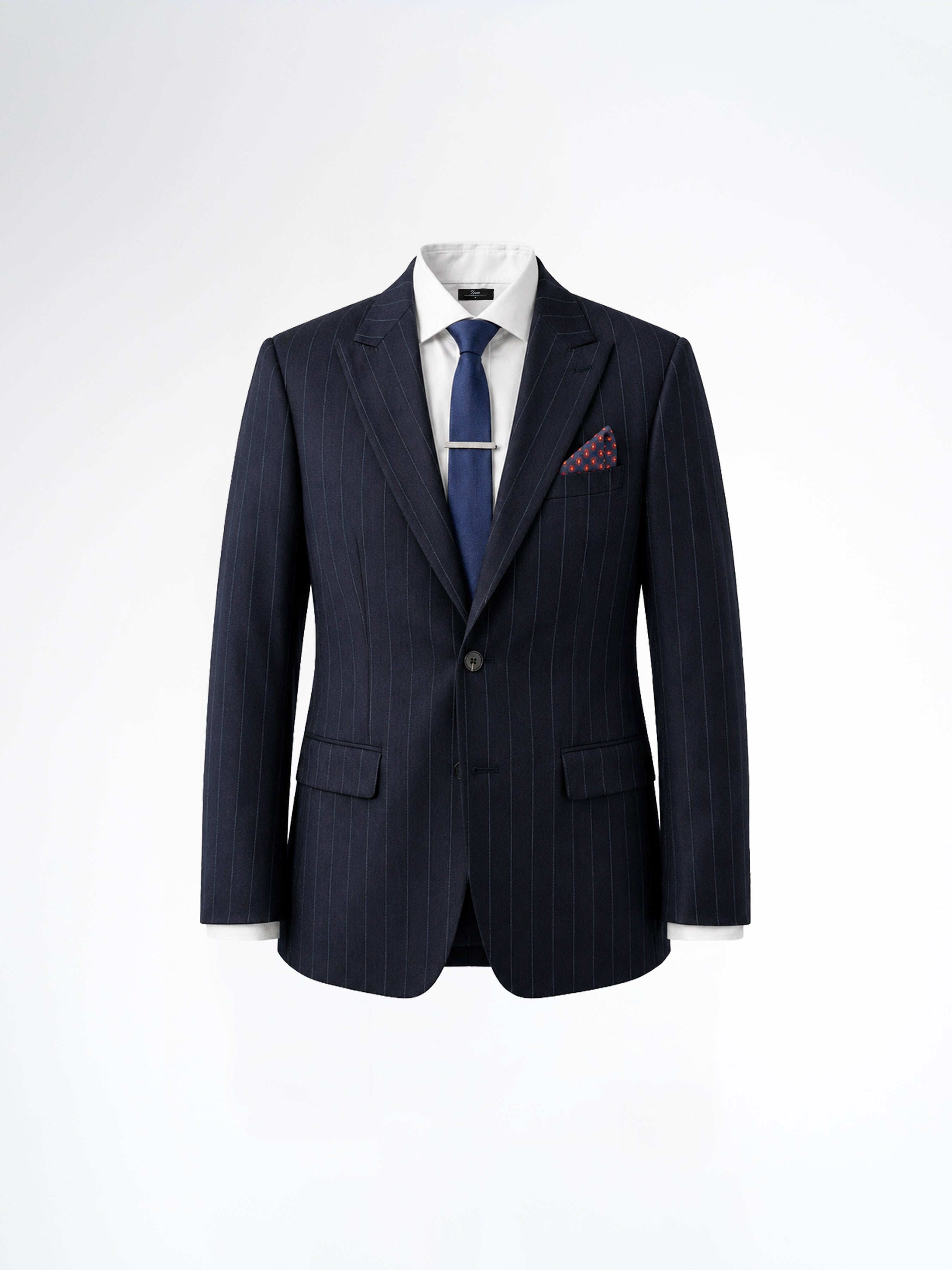 Single Breasted Suit Blazer - Deep Blue Stripe (Slim Fit)