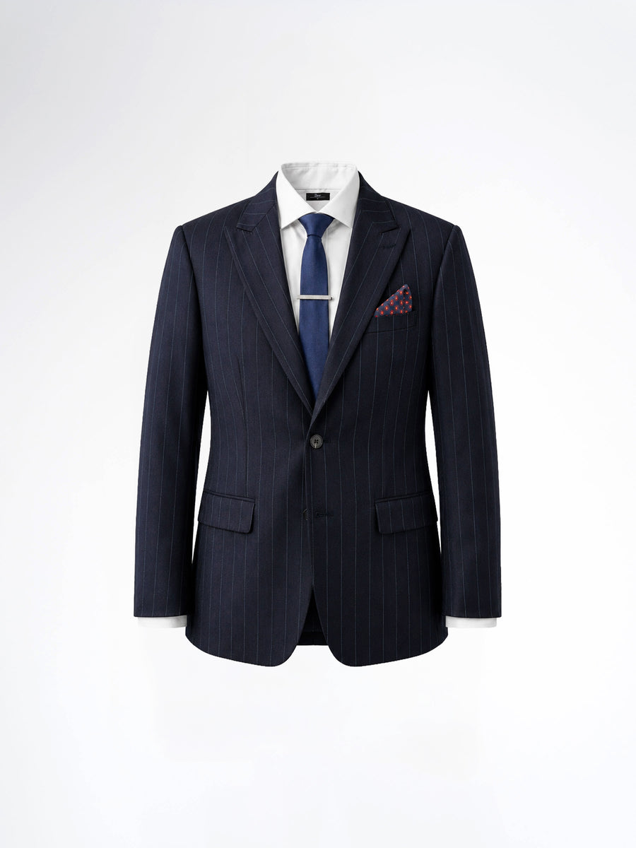 Single Breasted Suit Blazer - Deep Blue Stripe (Slim Fit)
