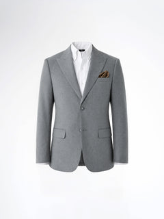Single Breasted Suit Blazer - Grey Plain (Slim Fit)