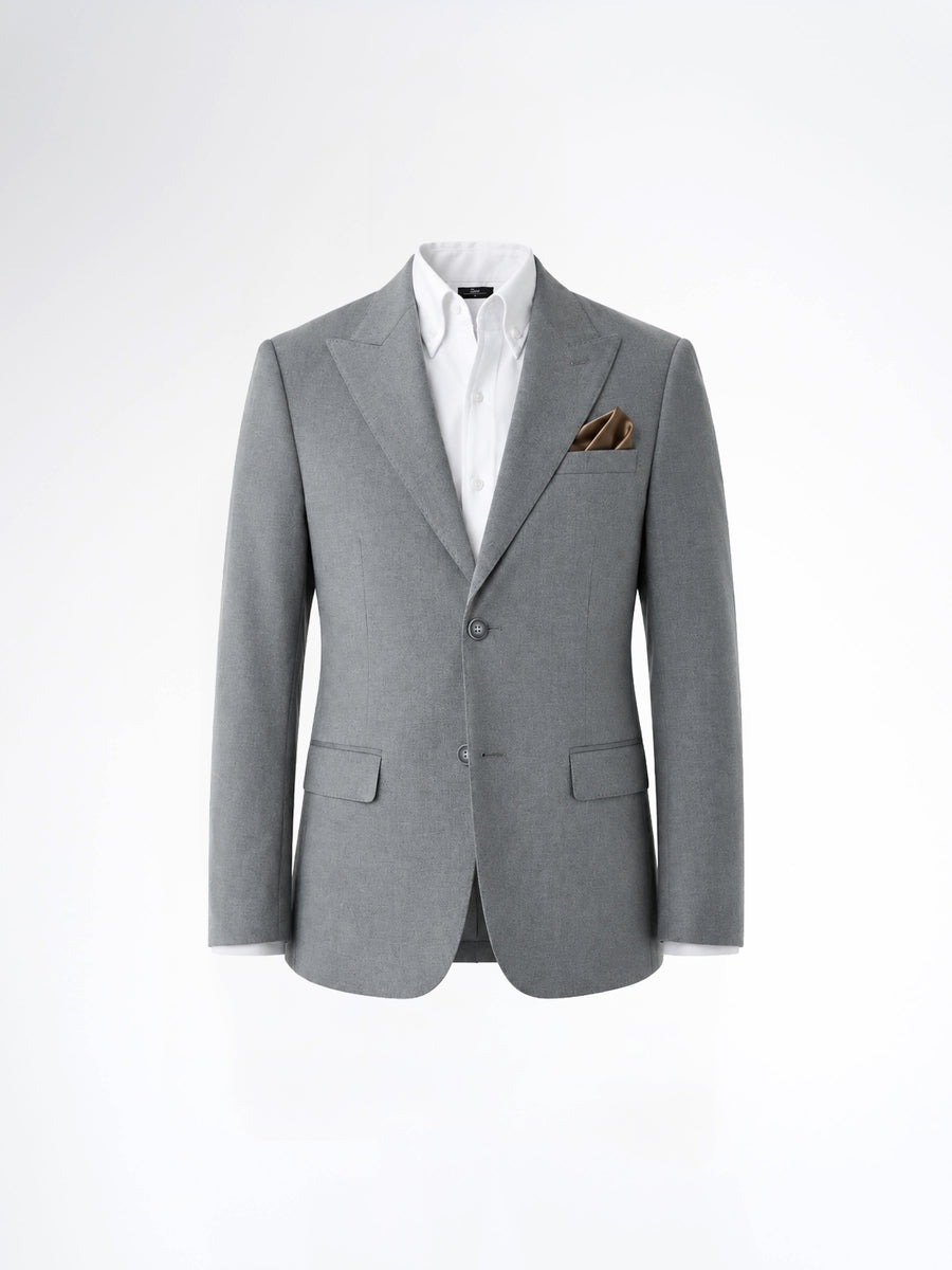Single Breasted Suit Blazer - Grey Plain (Slim Fit)